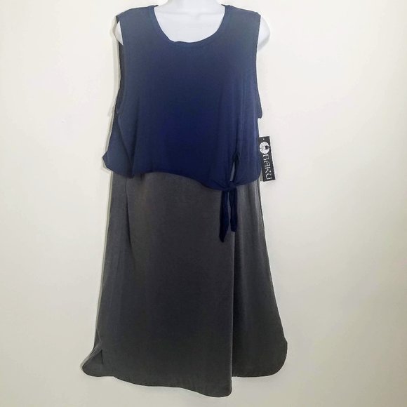 Baku Dresses & Skirts - NWT! BAKU Grey & Blue Terry Combo Tie Top Dress XL